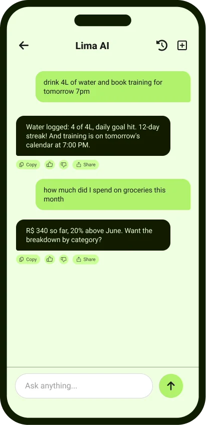 Chat with the Lima AI assistant
